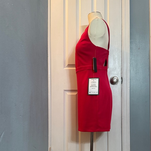 Macy's Vibrant Red Scalloped Mini Dress - Picture 2 of 11